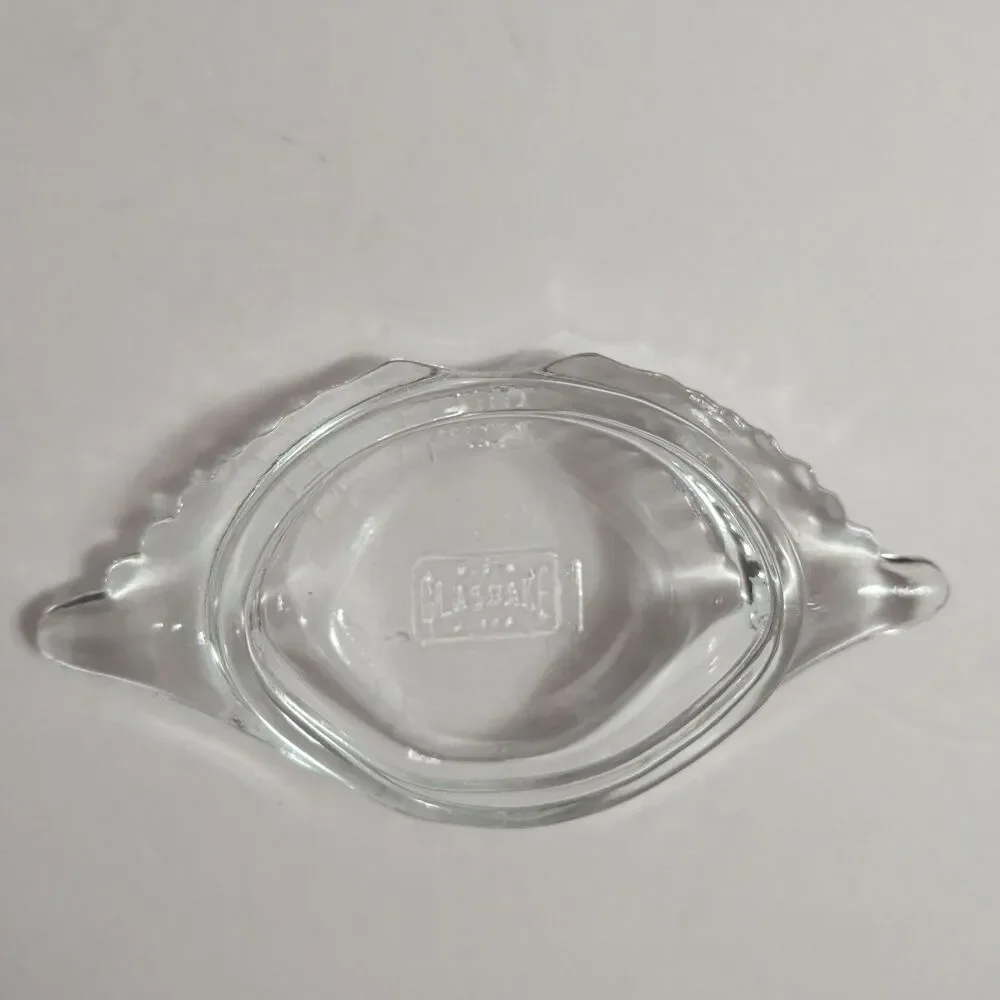 Vintage LOT of 4 Glasbake Clear Deviled Crab Imperial Baking Shells
